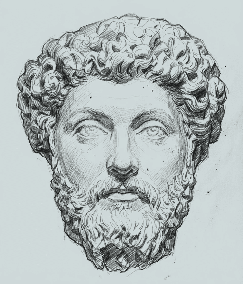 Pencil sketch of Marcus Aurelius